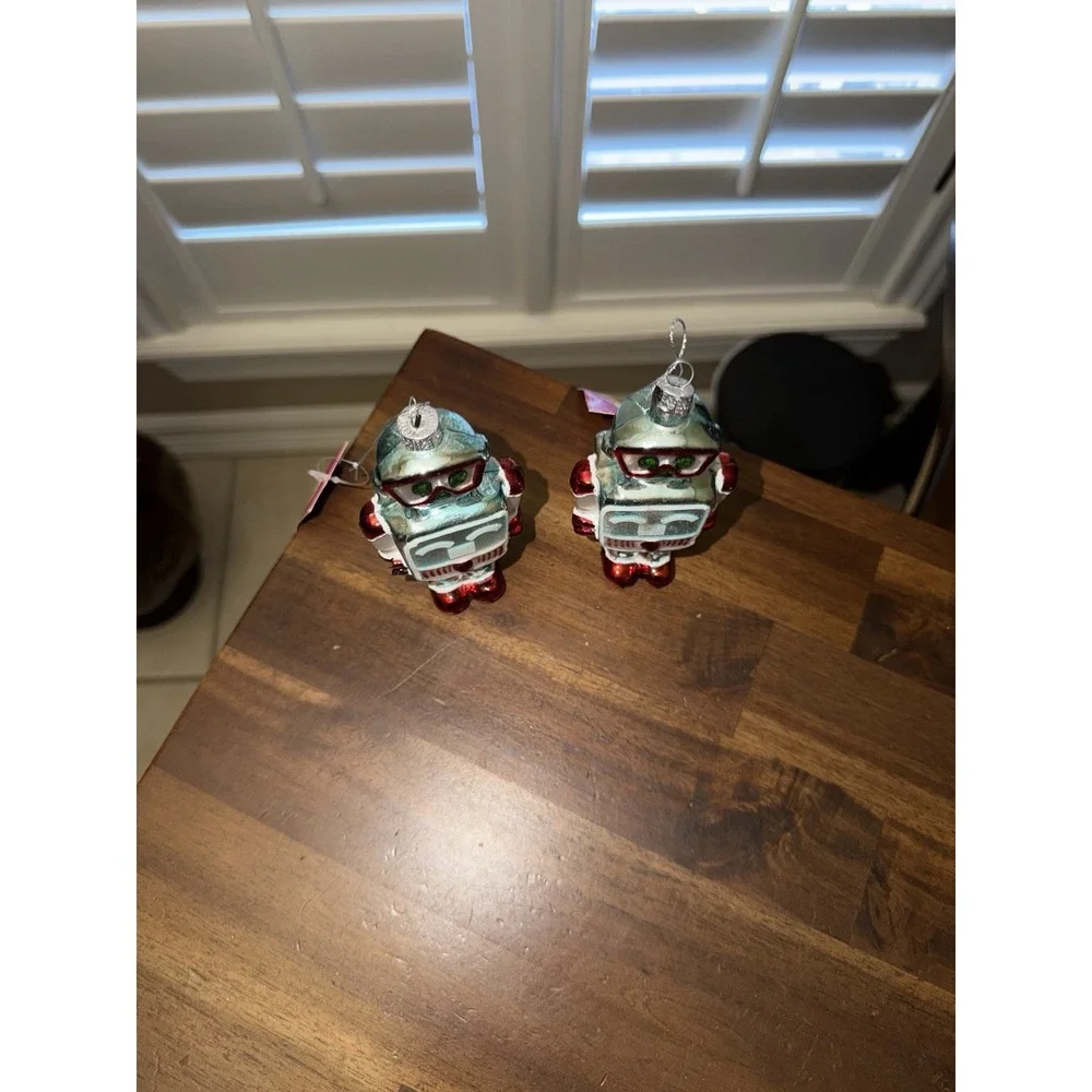 Robot Christmas Glass Ornament Kohl's Holiday Tree Decor Lot Of‎ 2